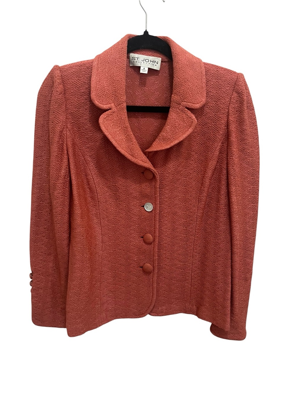 Vintage St. John Collection Coral Textured Blazer Jacket Size 2